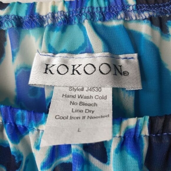 Kokoon Blouse Womens Large Floral Blue Tie-Hem Off-Shoulder Pullover - Picture 7 of 9